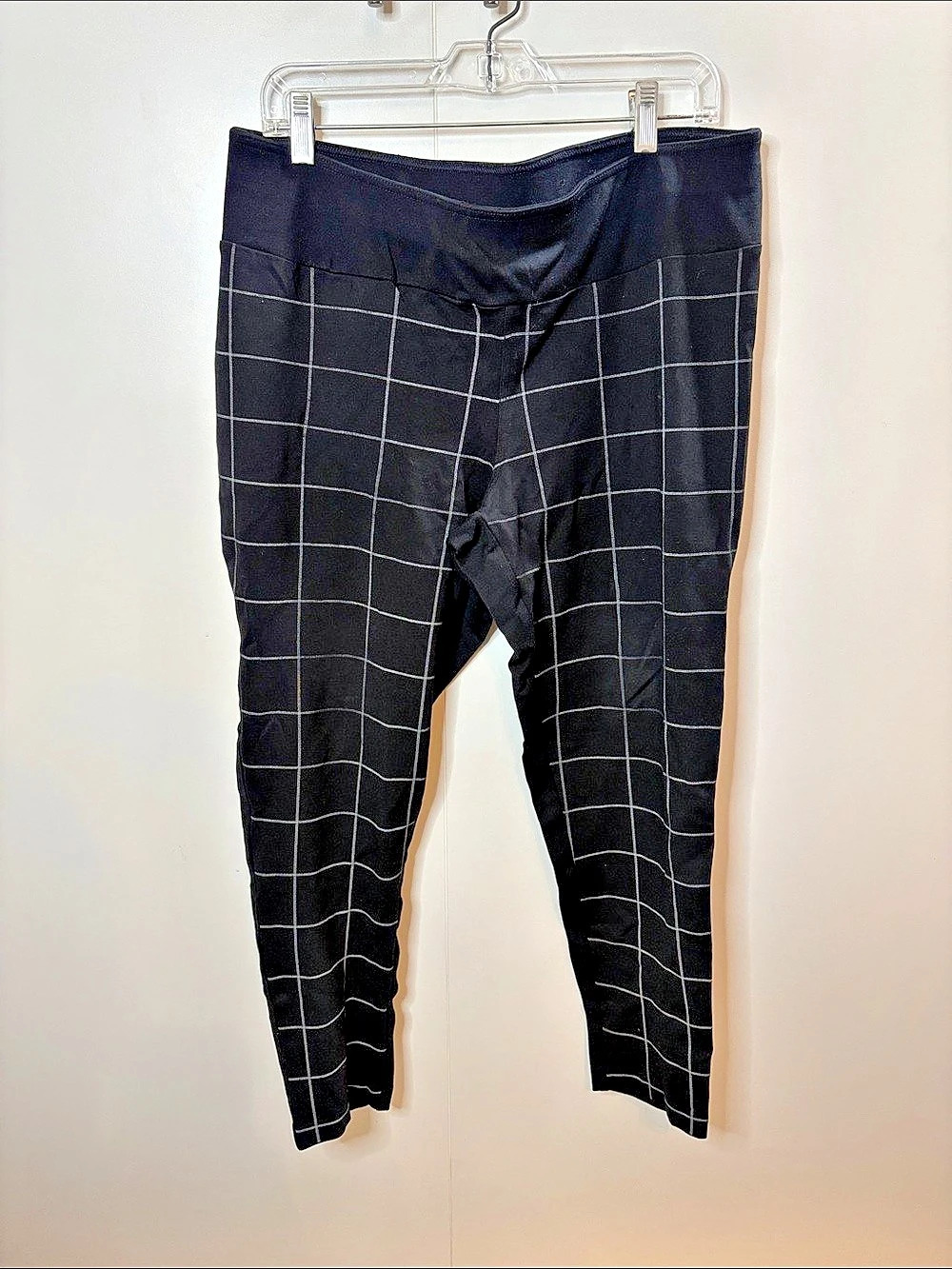 INC International Concepts Windowpane Plaid Pants Black & White Size 16